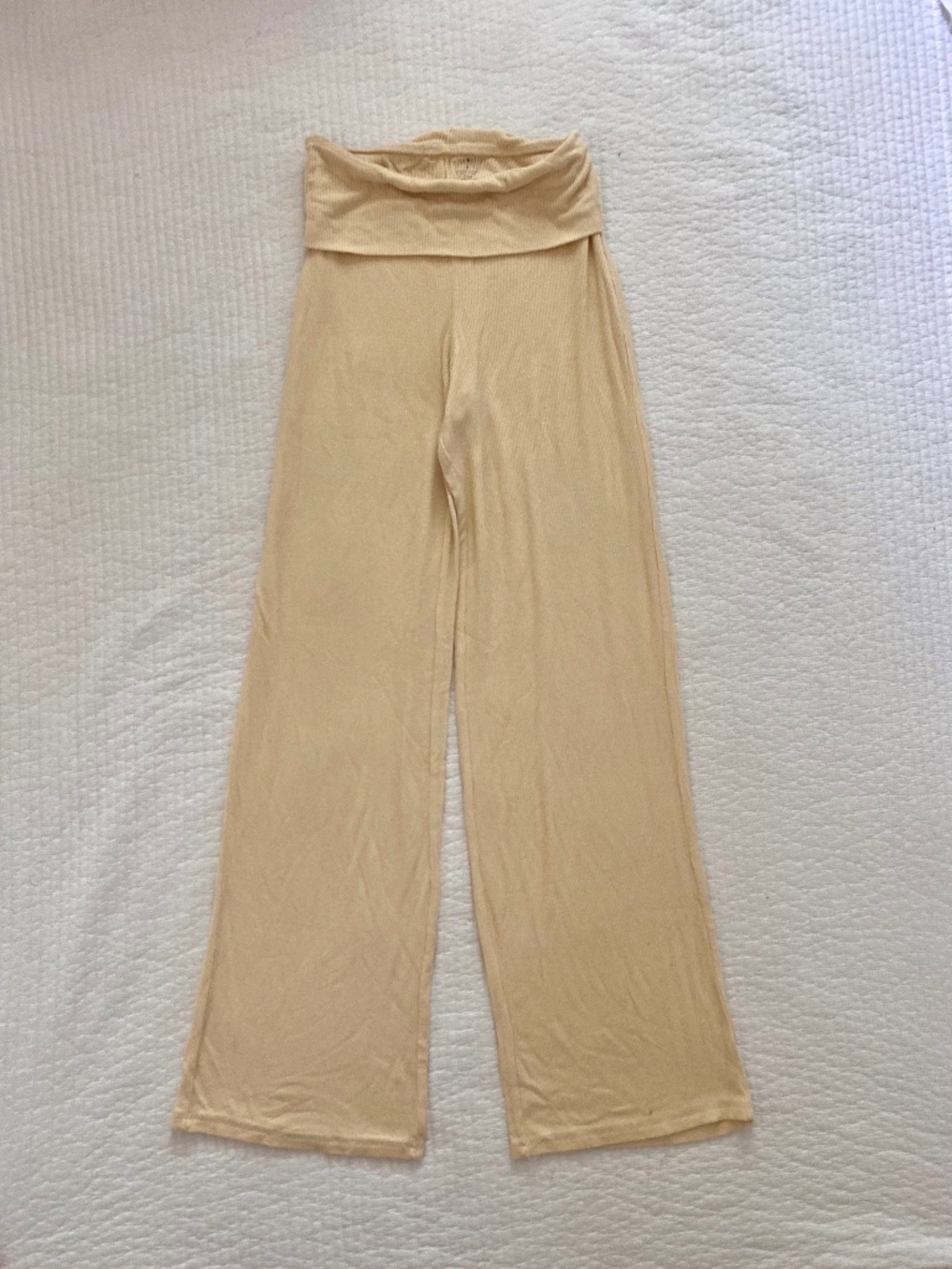 Butter yellow foldover lounge pants